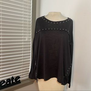 Black Long Sleeve Studded Top